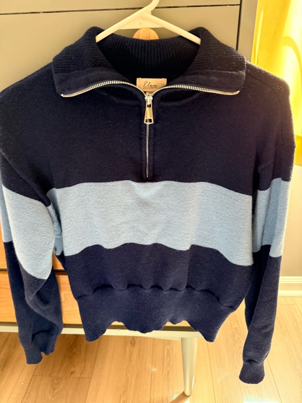 Elan Navy and Light Blue Half-Zip Sweater